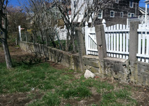 a retaining wall installed in Huntington