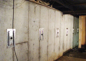 A foundation wall in Nelsonville repaired with foundation wall anchors.