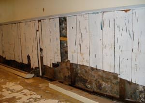 A wet, flooded finished basement in Wheelersburg